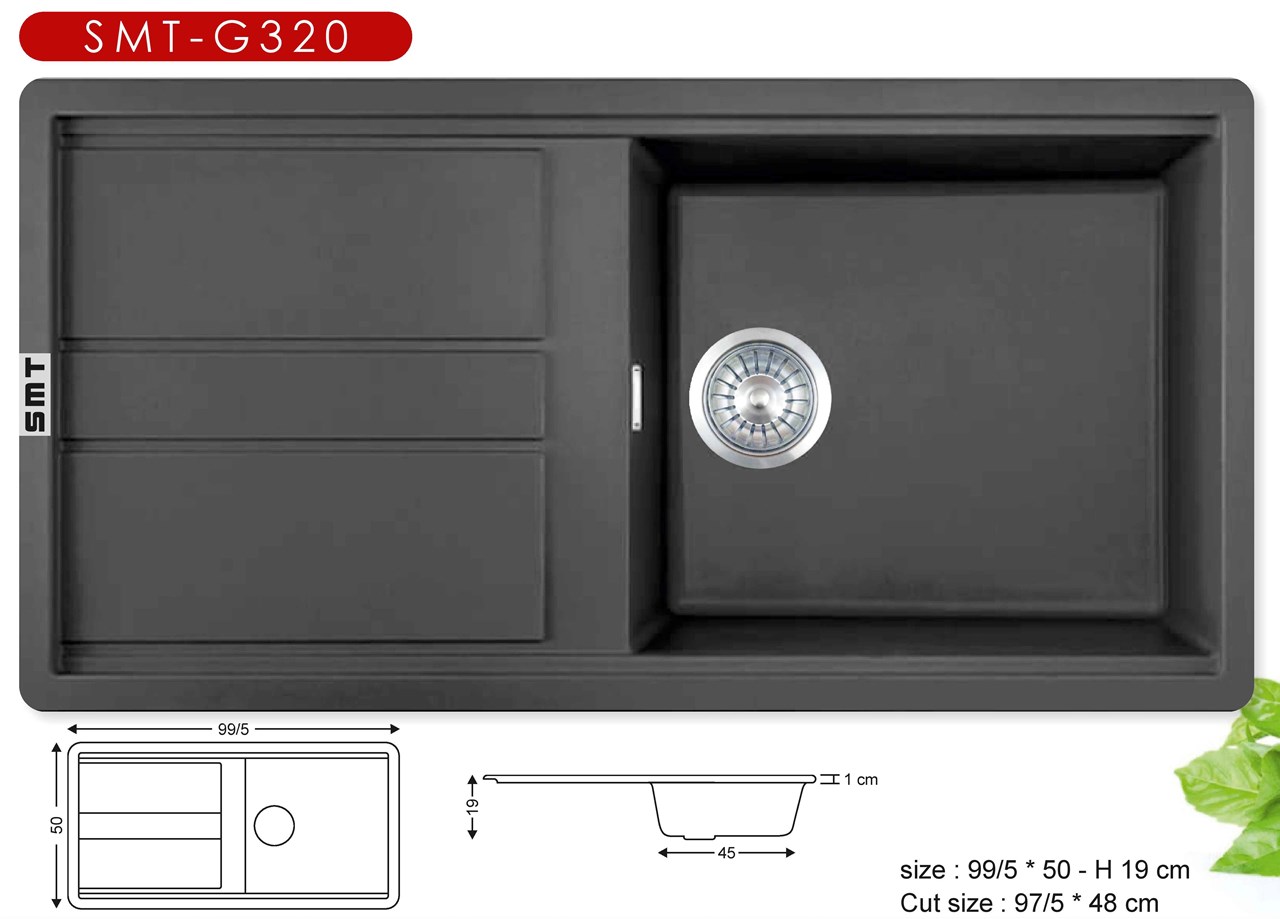تصویر  سینک ظرفشویی گرانیتی توکار SMT کد G320