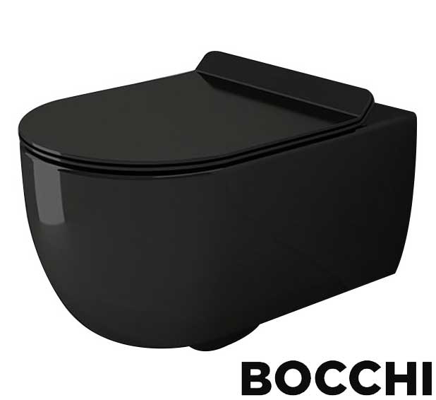 تصویر  توالت فرنگی وال هنگ Bocchi مدل Tondo رنگ مشکی براق 
