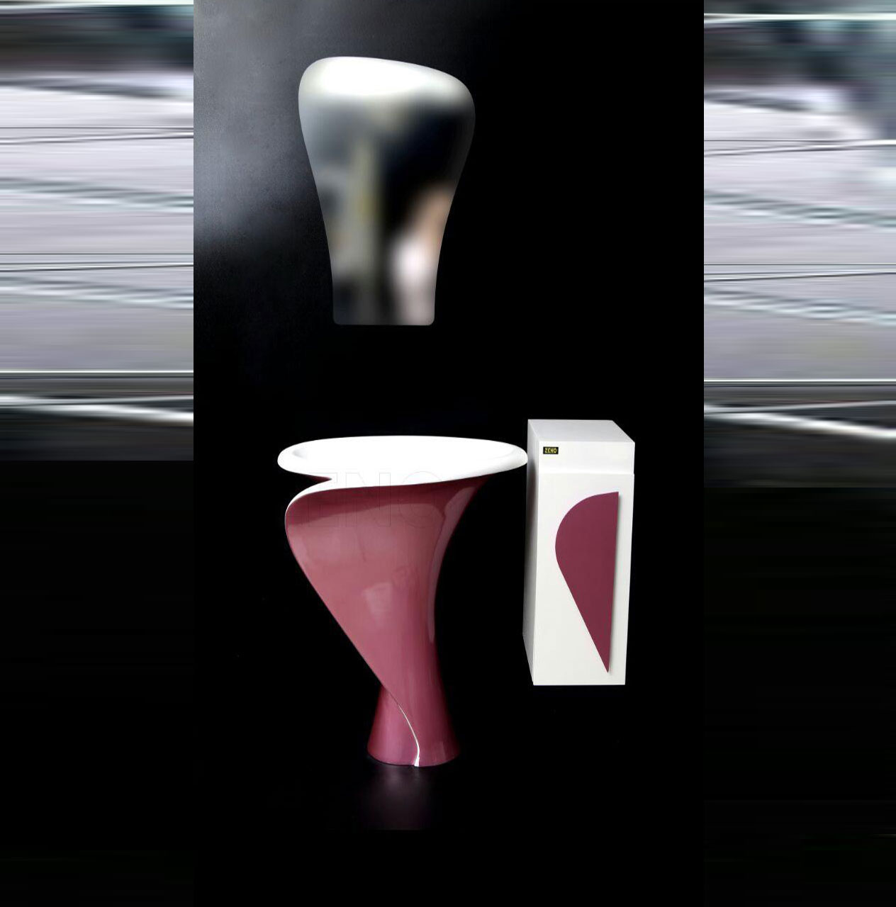 تصویر  روشویی دیواری  یک تکه Solid Surface سنگ مصنوعی زنو ZENO مدل S0213