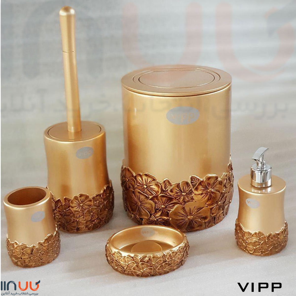 تصویر  اکسسوری حمام و دستشویی VIPP تمام رزین گل بنفشه