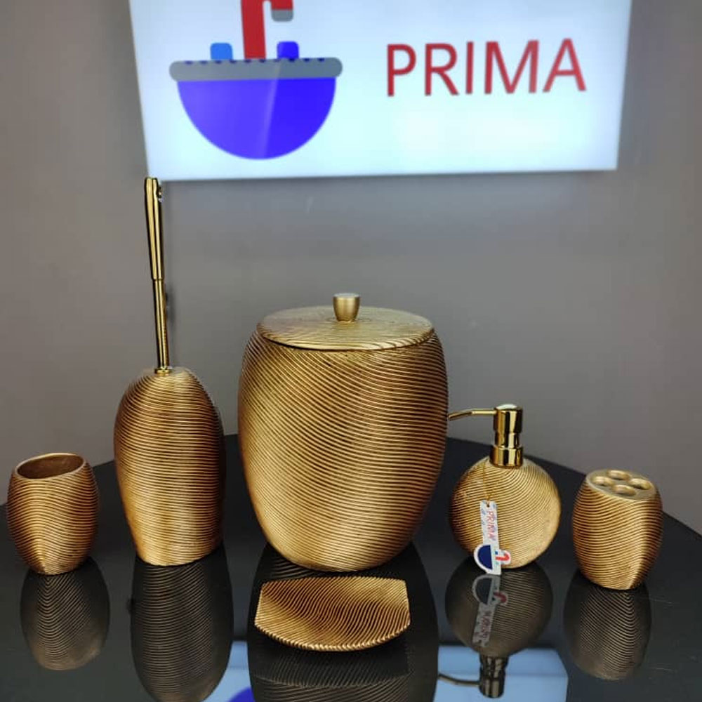 تصویر  اکسسوری حمام و دستشویی 6 پارچه PRIMA مدل طلایی و مشکی دو رنگ