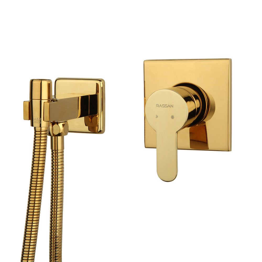 تصویر  شیرآلات توالت توکار راسان مدل ویوات فلت طلایی