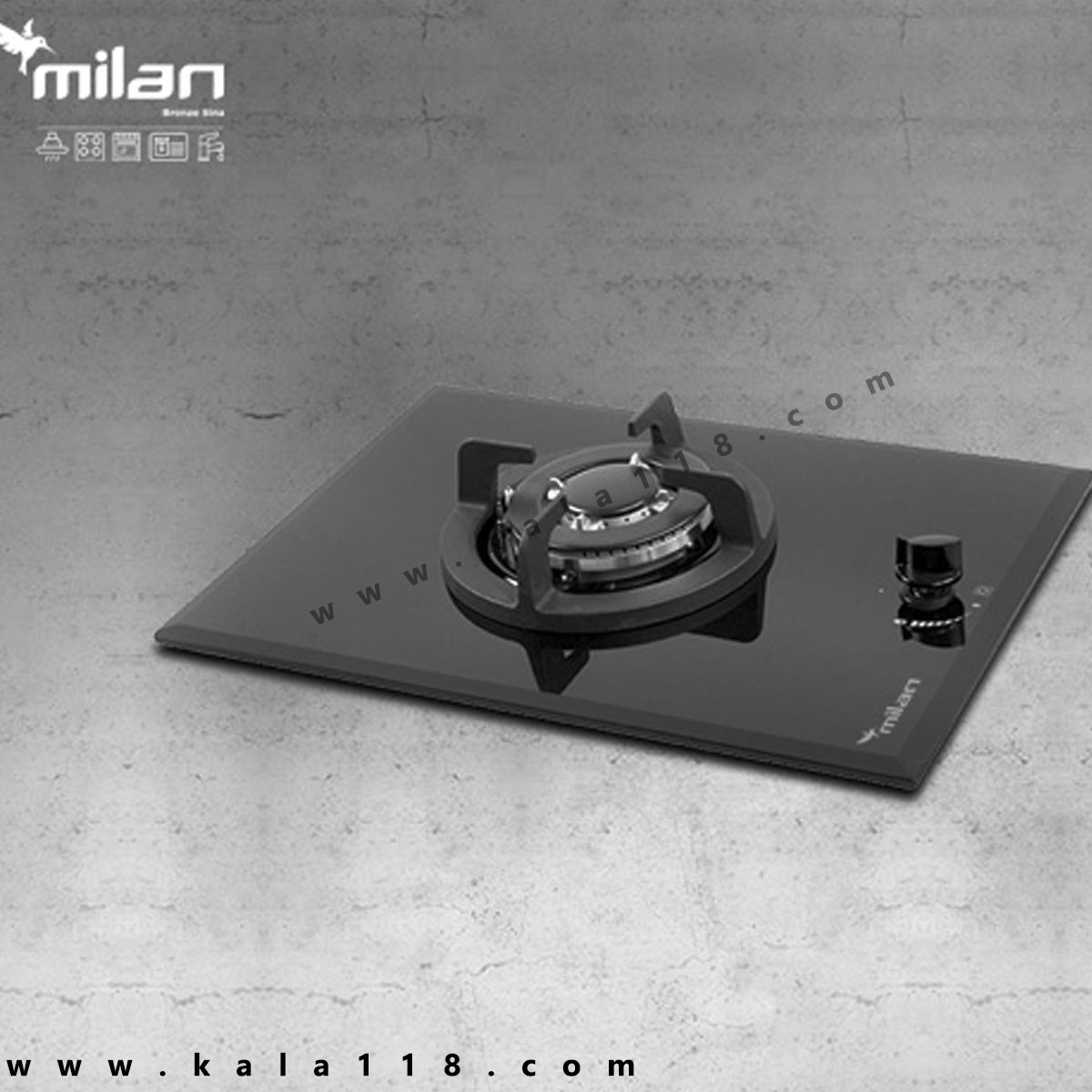 تصویر  اجاق گاز رومیزی شیشه  MILAN میلان مدل G11