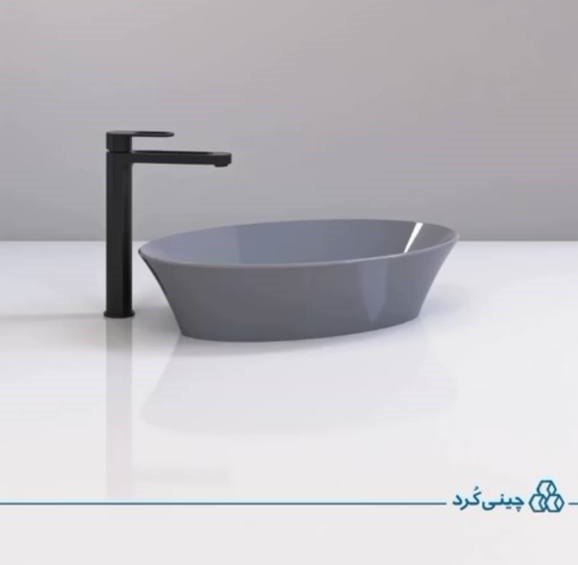 تصویر  روشویی رو کابینتی چینی کرد مدل کانسپت طوسی