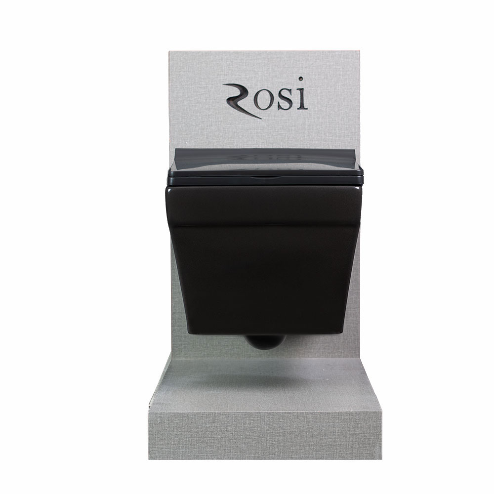 تصویر  توالت فرنگی وال هنگ rosi مدل لاریسا مشکی بیده دار و ساده
