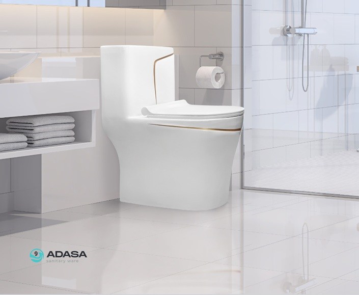 تصویر  توالت فرنگی Adasa مدل آنجل سفید خط طلایی