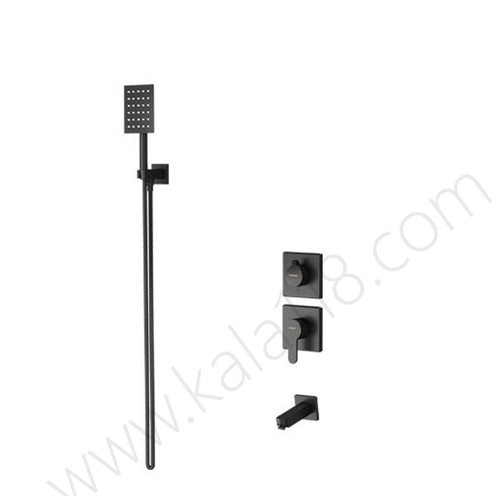 تصویر  شیرآلات حمام توکار راسان مدل ویوات فلت مشکی کلاس 4