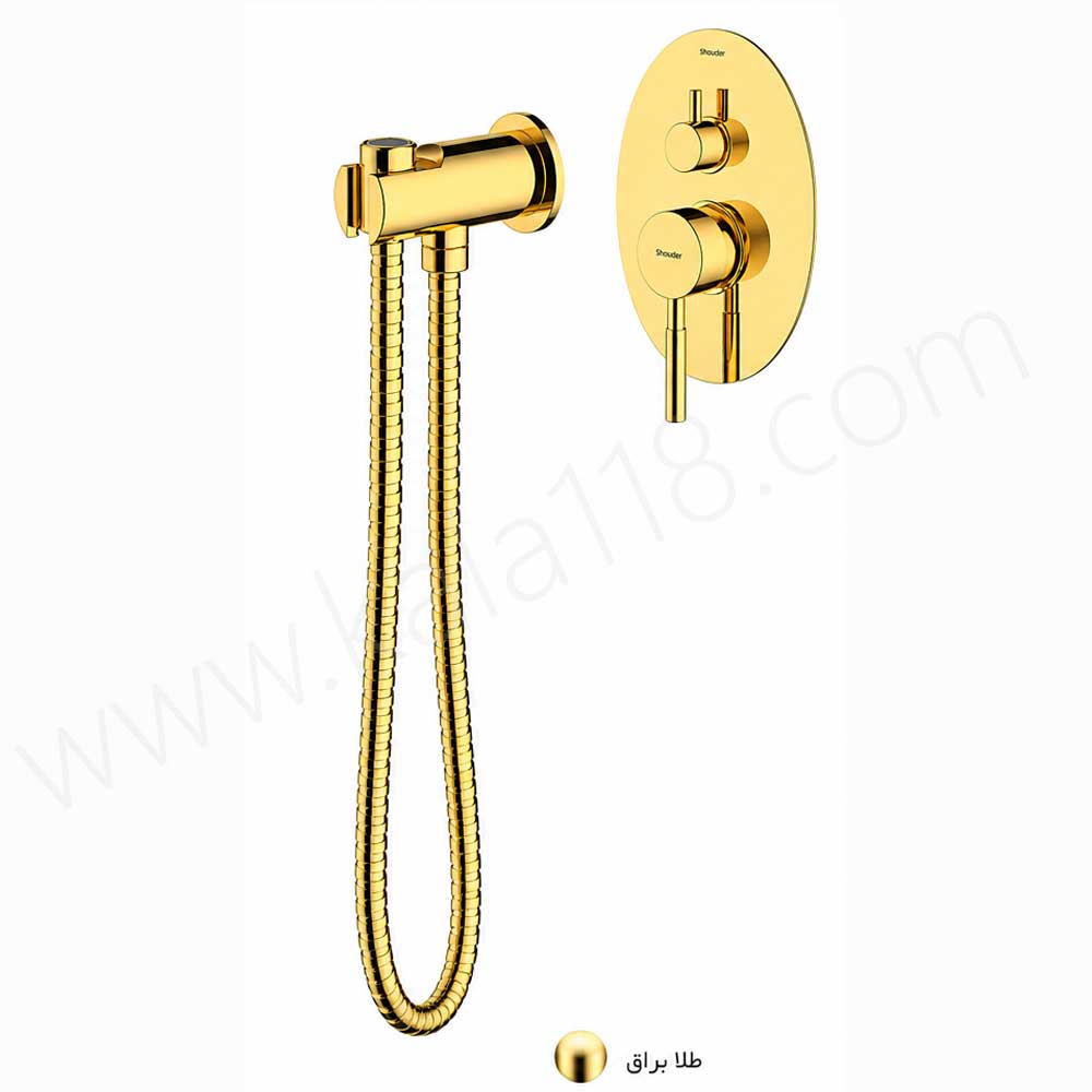 تصویر  شیر توالت توکار شودر مدل روگن طلا بیده دار