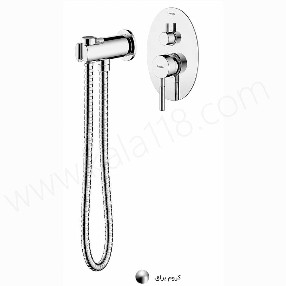 تصویر  شیر توالت توکار شودر مدل روگن کروم بیده دار