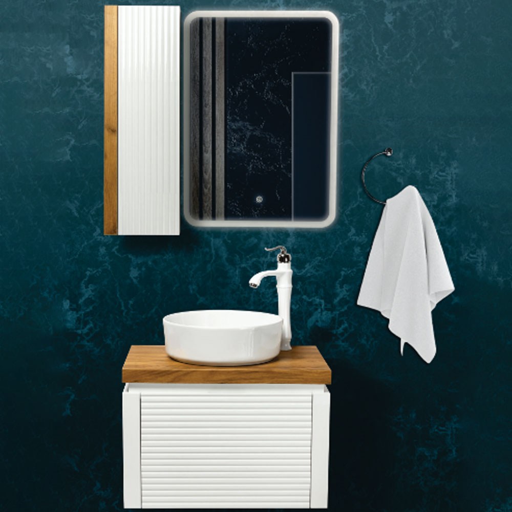 تصویر  روشویی مکرون کابینتی مدل افرا سفید سایز 60
