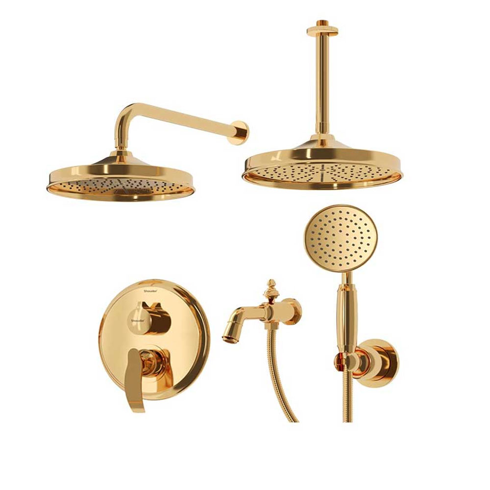 تصویر  شیر حمام توکار شودر مدل گلوریس BRASS طلایی تیپ 4 