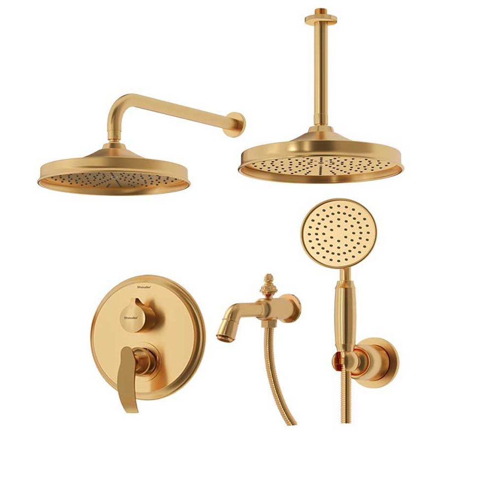 تصویر  شیر حمام توکار شودر مدل گلوریس BRASS طلا مات تیپ 4 