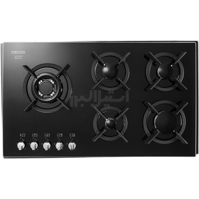 تصویر  اجاق گاز رومیزی 5شعله شیشه ای پلوپز کنار مدل G-5907 استیل البرز