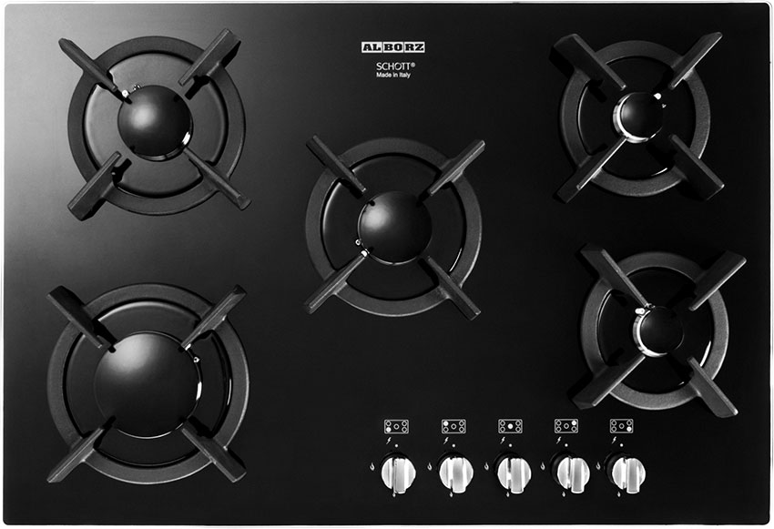تصویر  اجاق گاز رومیزی 5شعله شیشه ای مدل G-5703 استیل البرز