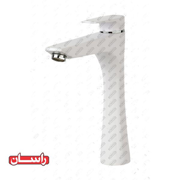 تصویر  شیر روشویی‏ پایه بلند اهرمی راسان مدل آتیس سفید