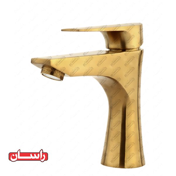 تصویر  شیر روشویی‏ اهرمی راسان مدل آتیس طلایی مات