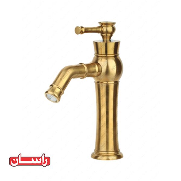 تصویر  شیر روشویی‏ اهرمی راسان مدل الیزه طلامات